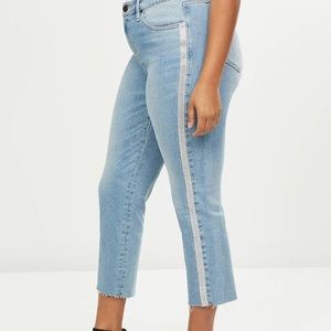Lane Bryant Rhinestone Raw Hem Crop Straight Jeans NWT